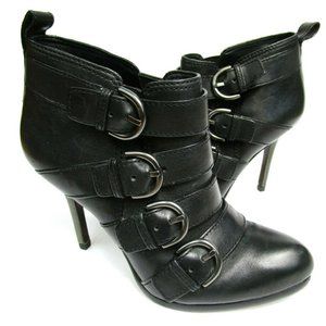 Coach Tessie Black Ankle Boots Heeled Buckle Sz 6B